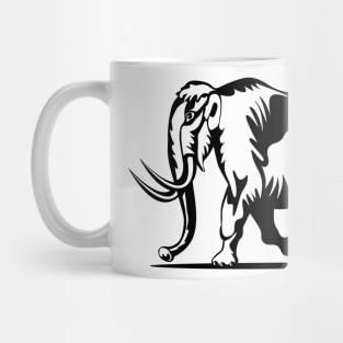 Woolly Mammoth Side View Woodcut Mug